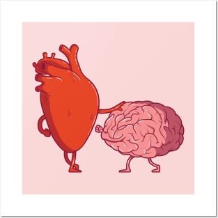 Head vs Heart // Funny Heart versus Brain Cartoon Posters and Art